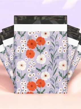 Floral Lavender Resealable Poly Mailers - 10X13 Cute Shipping Bags 25ct